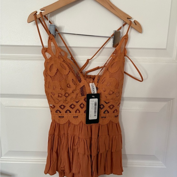 NWT ZENANA "Hot in Here" Top-Desert Orange-Size S-Crochet Lace-Boho Flowy - Picture 5 of 6